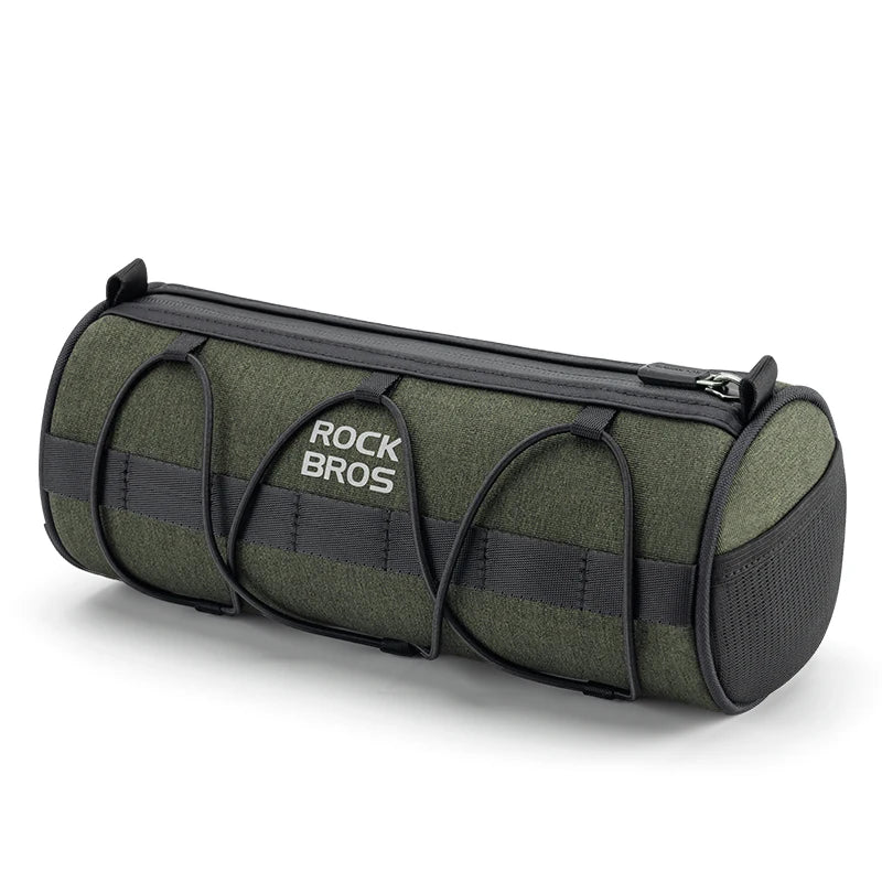 2L Bicycle Handlebar Bag Tube Pannier with Shoulder Strap Green-0