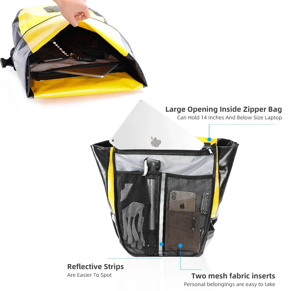 20L Rear Rack Bike Bag Waterproof Polyester Trunk Pannier Yellow-4