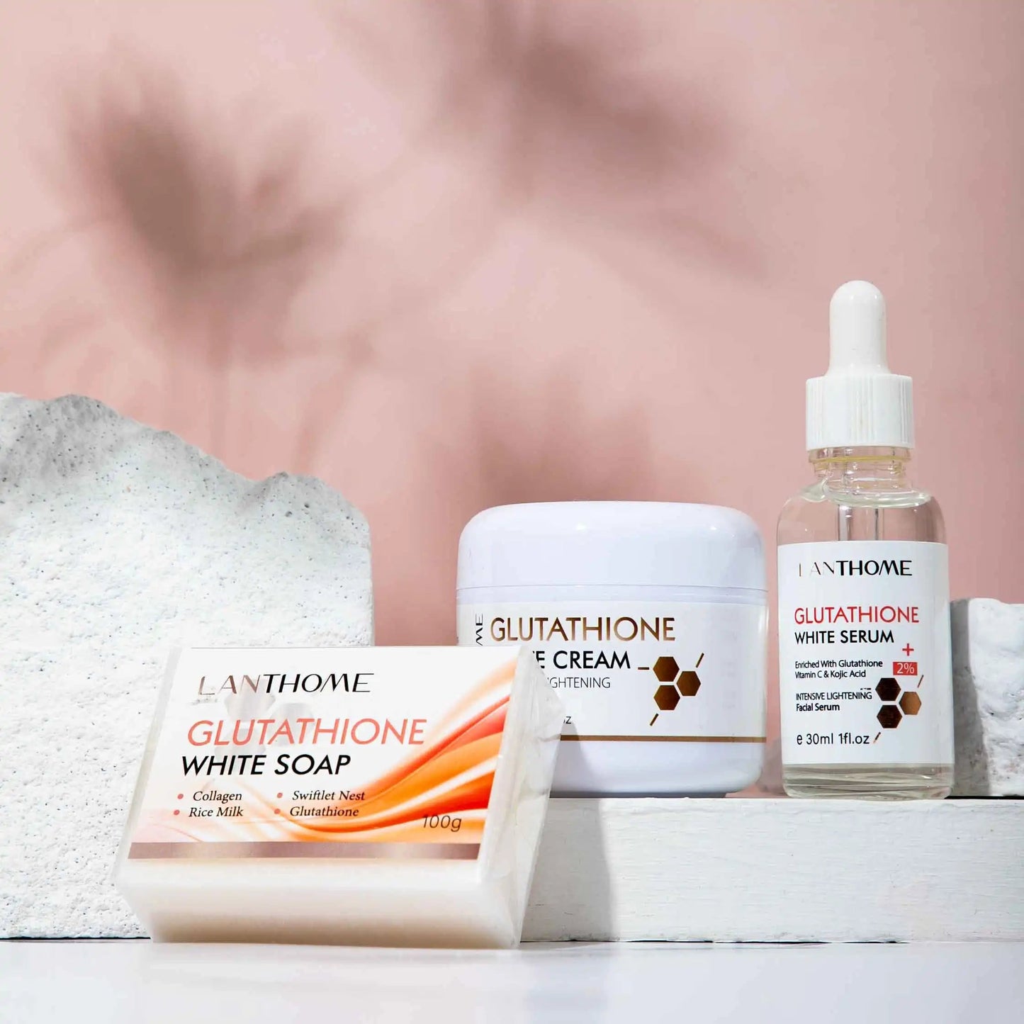 Ensemble de soins pour la peau au Glutathion, 3 pièces, sérum pour le visage, crème de jour, savon lissant, hydratant, Anti-rides, Kit de produits pour le visage Hive JFA & TA Store