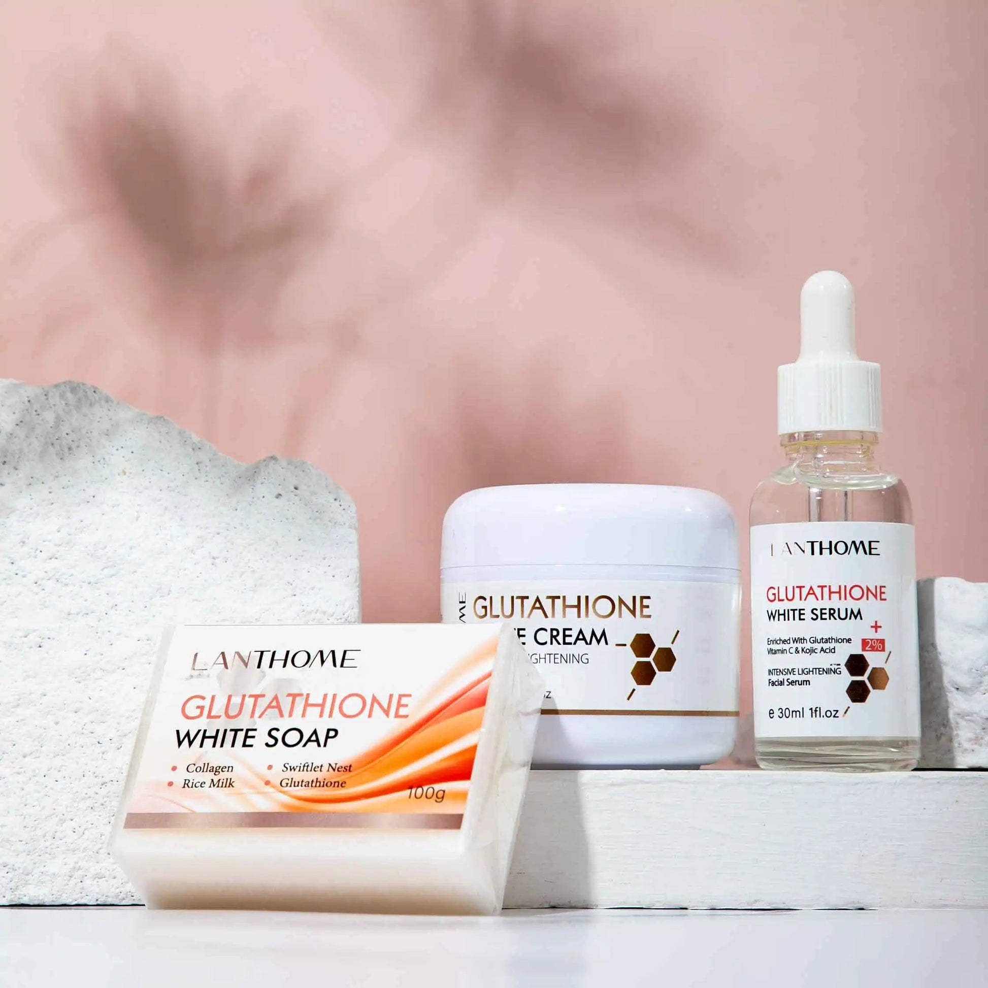 Ensemble de soins pour la peau au Glutathion, 3 pièces, sérum pour le visage, crème de jour, savon lissant, hydratant, Anti-rides, Kit de produits pour le visage Hive JFA & TA Store