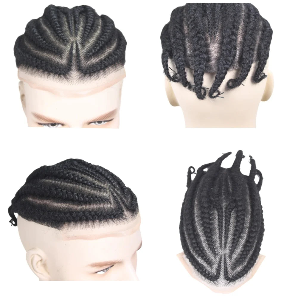 Perruque tressée en dentelle unisexe Q6, système de qualité médicale 100% cheveux humains, respirant sans colle pour hommes et femmes Hive JFA & TA Store