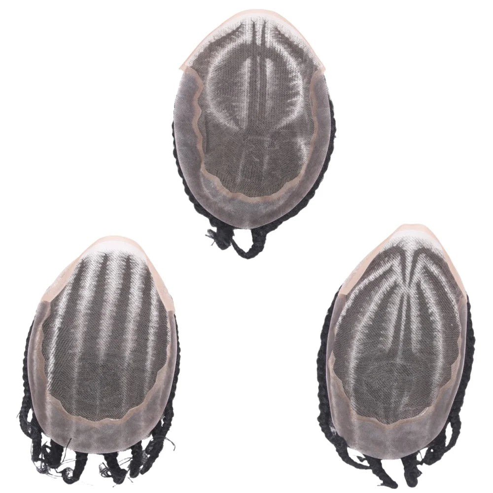Perruque tressée en dentelle unisexe Q6, système de qualité médicale 100% cheveux humains, respirant sans colle pour hommes et femmes Hive JFA & TA Store