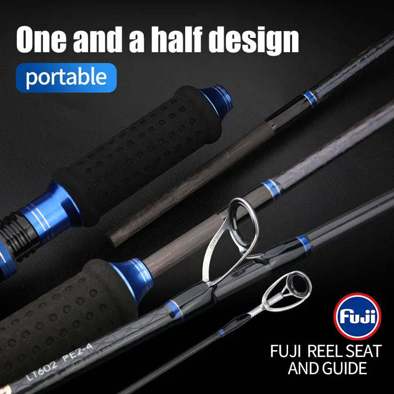 2-Section Carbon Fiber Fast Jigging Rod PE2-4 Spinning Rod Black-1