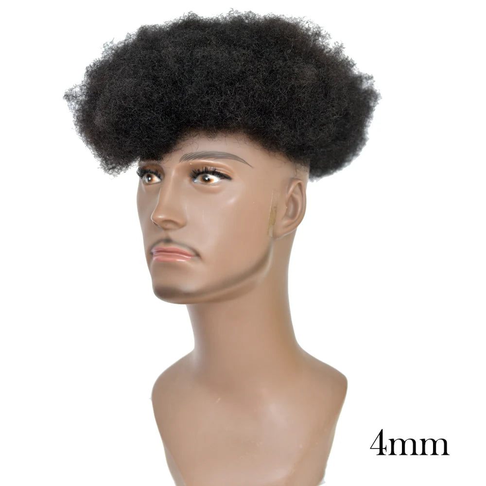 10x8 pouces pleine dentelle française Afro bouclés Topee pour hommes prothèse de cheveux humains 6mm vague noir africain hommes perruque système de remplacement Hive JFA & TA Store