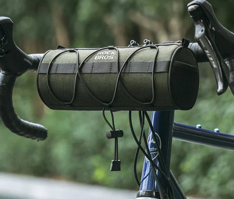 2L Bicycle Handlebar Bag Tube Pannier with Shoulder Strap Green-2