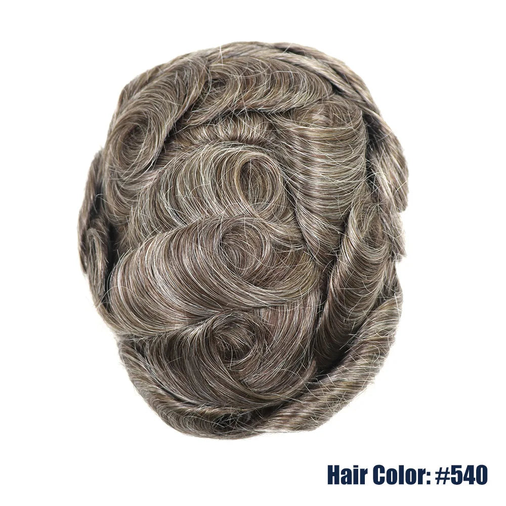 Toupet de prothèse de cheveux humains gris pour hommes, perruque en PU fin Mono Lace Front, système de perruque masculine, délié naturel ondulé, postiche pour homme Hive JFA & TA Store