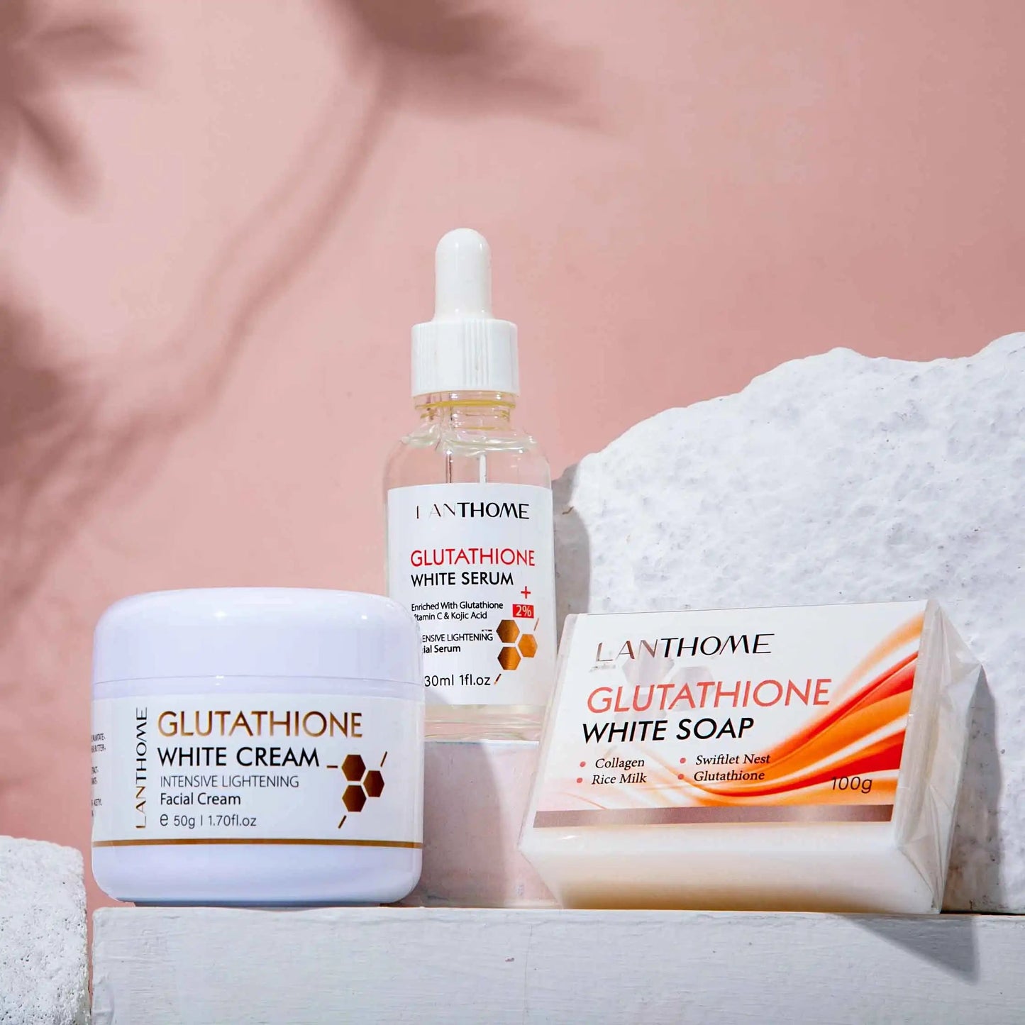 Ensemble de soins pour la peau au Glutathion, 3 pièces, sérum pour le visage, crème de jour, savon lissant, hydratant, Anti-rides, Kit de produits pour le visage Hive JFA & TA Store