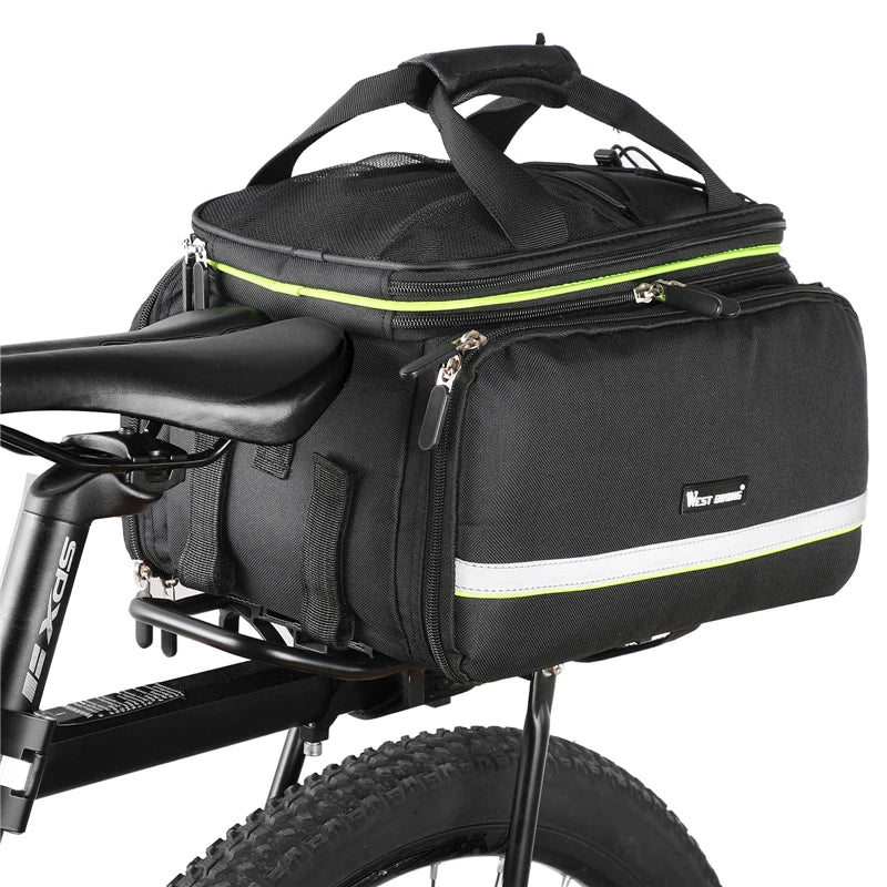 3-in-1 Waterproof Bike Trunk Bag Canvas Travel Luggage Black-1