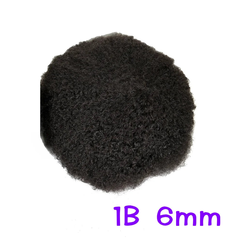 10x8 pouces pleine dentelle française Afro bouclés Topee pour hommes prothèse de cheveux humains 6mm vague noir africain hommes perruque système de remplacement Hive JFA & TA Store