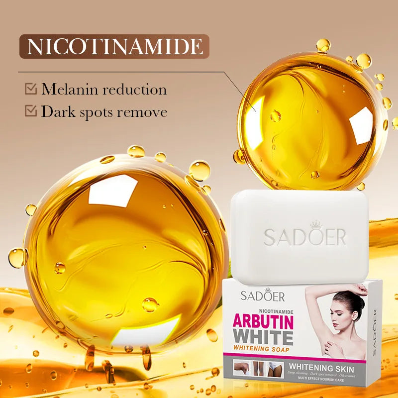 SADOER Niacinamide arbutine savon pour le visage hydratant éclaircissant nettoyage en profondeur corps visage lavage mousse nettoyant pour le visage savon fait à la main Hive JFA & TA Store