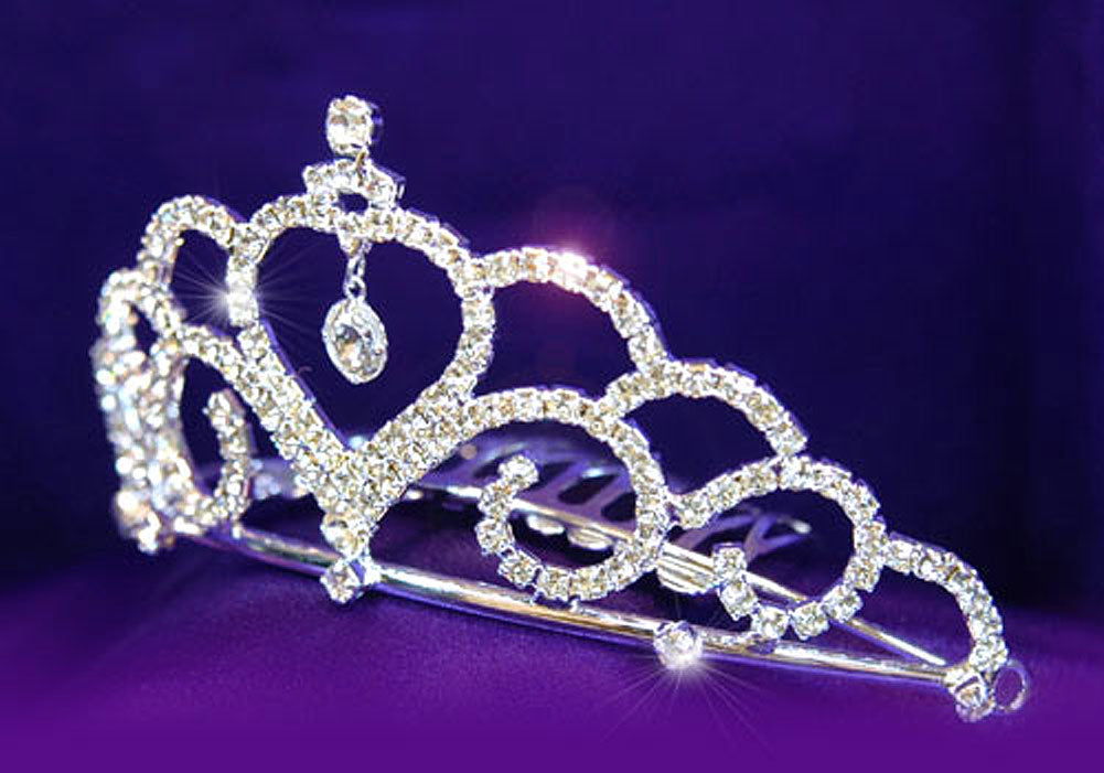 Bridal Wedding Heart Rhinestone Tiara Comb XT1084-1