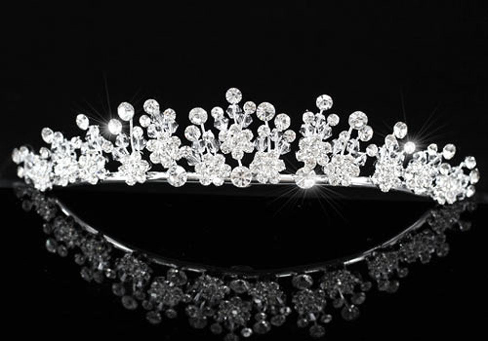 Created Diamond Wedding Silver Plated Tiara XT1333-0