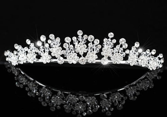 Created Diamond Wedding Silver Plated Tiara XT1333-0