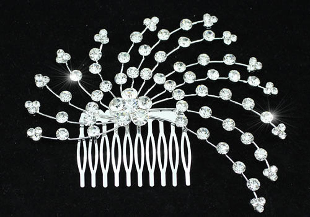 Wedding Flower Crystal Queen Silver Hair Comb XT1342-1