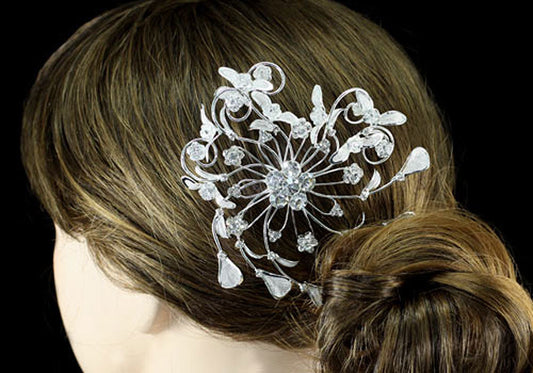 Wedding Flower Crystal Queen Hair Comb XT1355-0