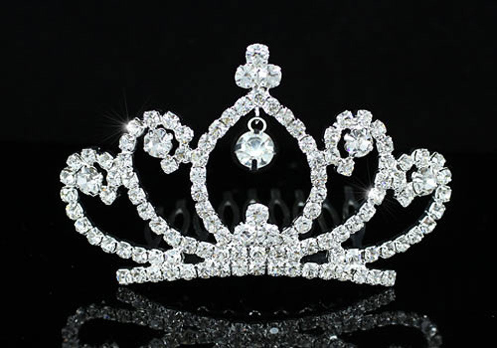Bridal Wedding Flower Girl Mini Tiara Comb XT1483-0