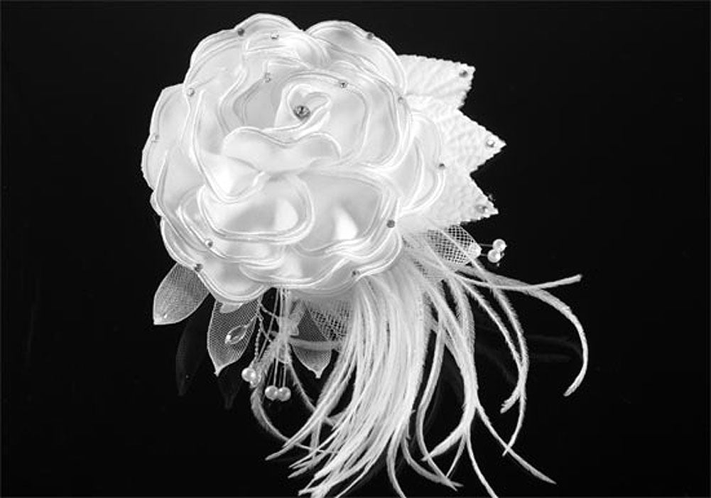 Bridal Wedding Fascinator White Feather Handmade Hair Flower XT1632-4