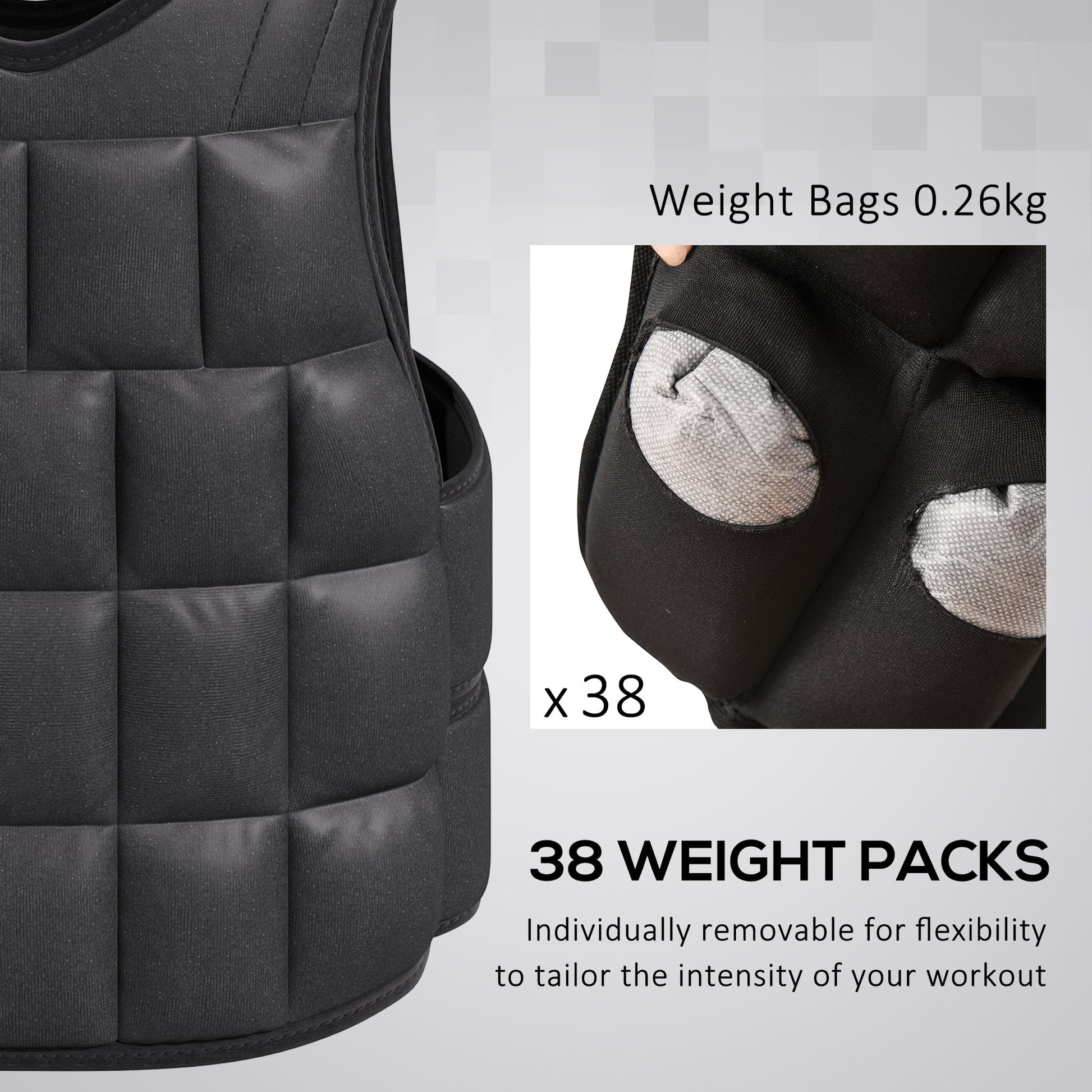 20kg Adjustable Metal Sand Weight Vest Black-4