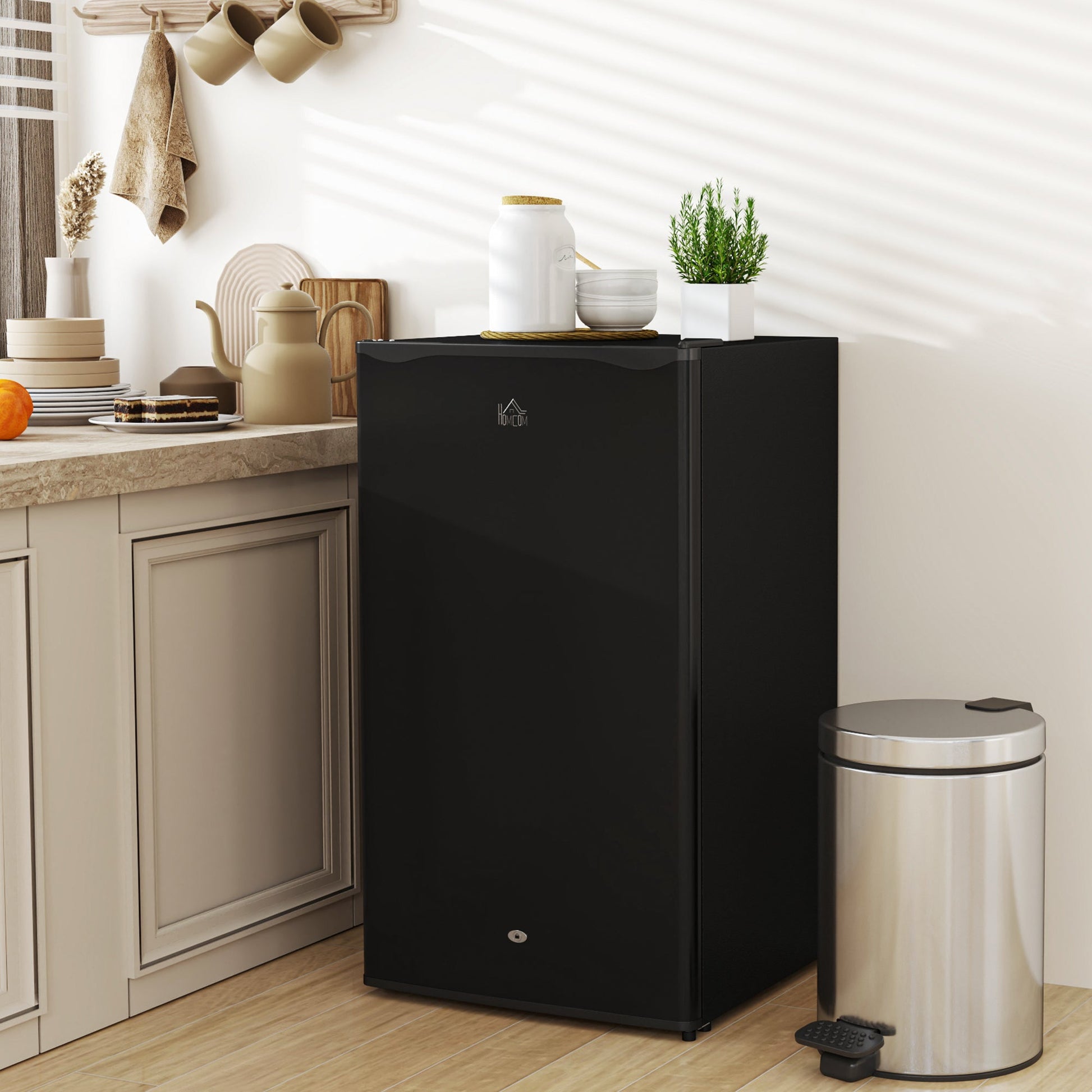 91L Freestanding Under-Counter Fridge with Lock - Black-1