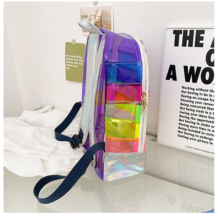 Sen Girls Fashion Rainbow Personalized Foreigner PVC Backpack