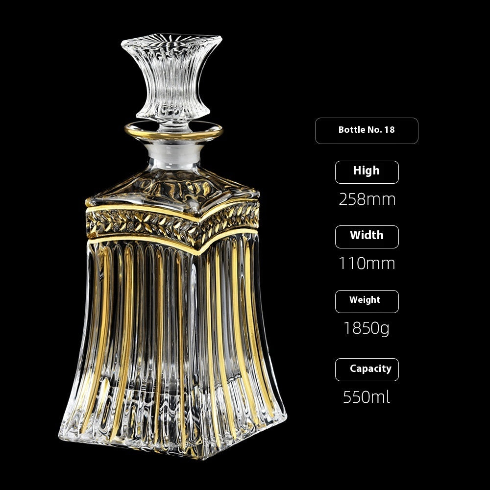 Gold Drawing Line Foreign Wine Bottle Crystal Glass Creative Whiskey Bottle