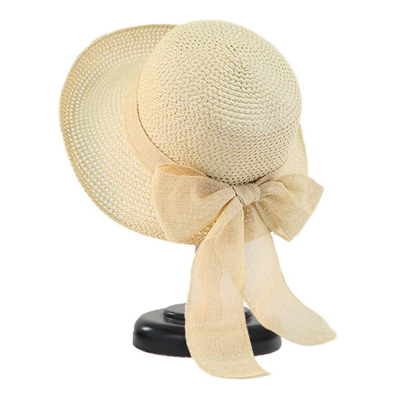 Fashion Bow Knot Beach Sun Hat Women's Foldable Basin Hat