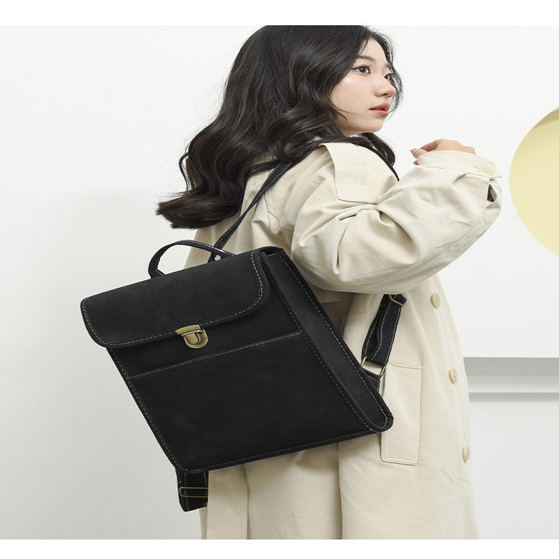 Flip PU College Student Small Schoolbag Leisure Shopping Backpack