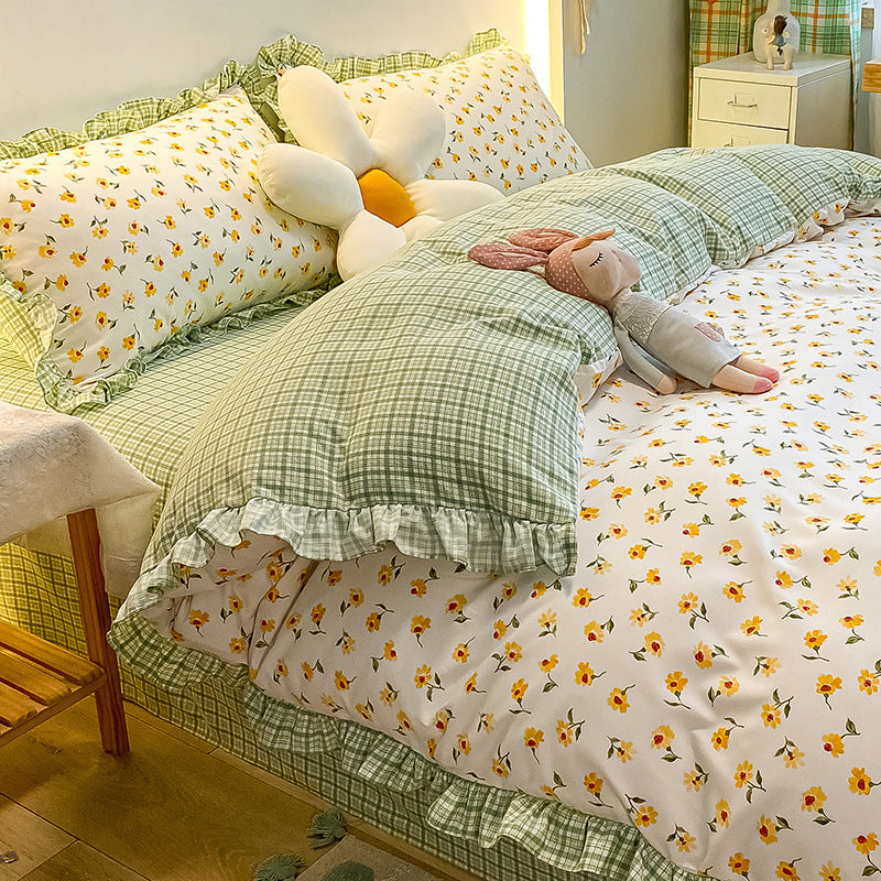 Princesse Style Quatre-pièce Lit Feuille Housse de couette Fille de Coeur Lit Couverture D'été Trois-pièce Costume