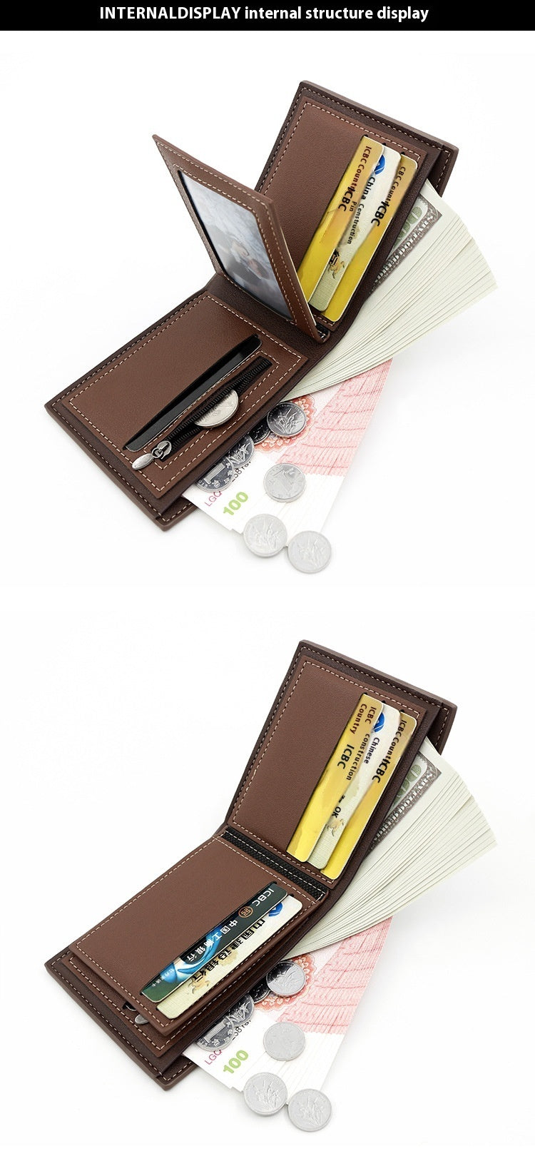 Large Capacity Tri-fold Bag Coin Bag Card Slots ID Card Wallet JFA UNIjuntos Entreprise