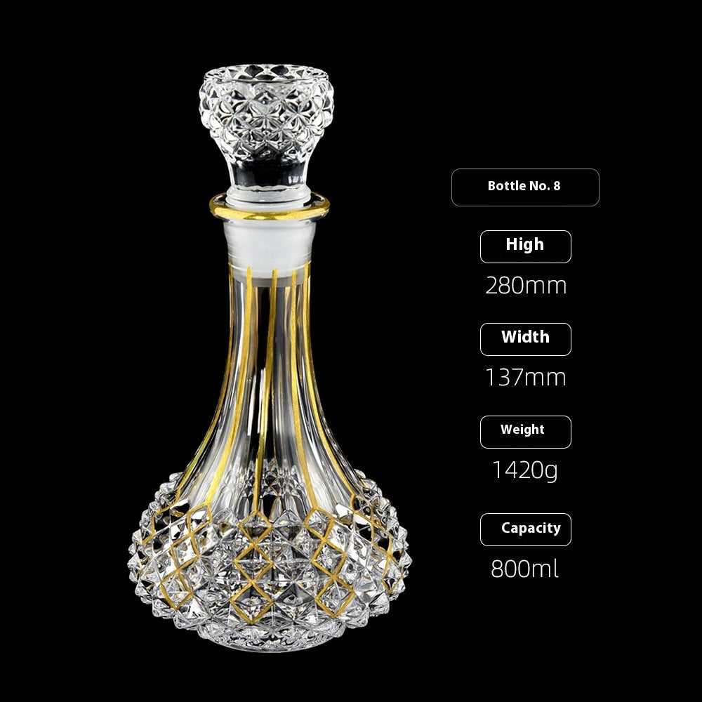 Gold Drawing Line Foreign Wine Bottle Crystal Glass Creative Whiskey Bottle