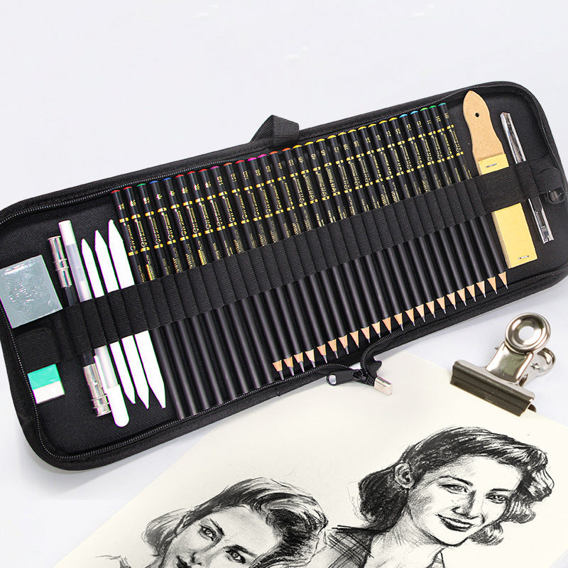 41 Pieces Drawing Sketch Pencil Cloth Bag Set