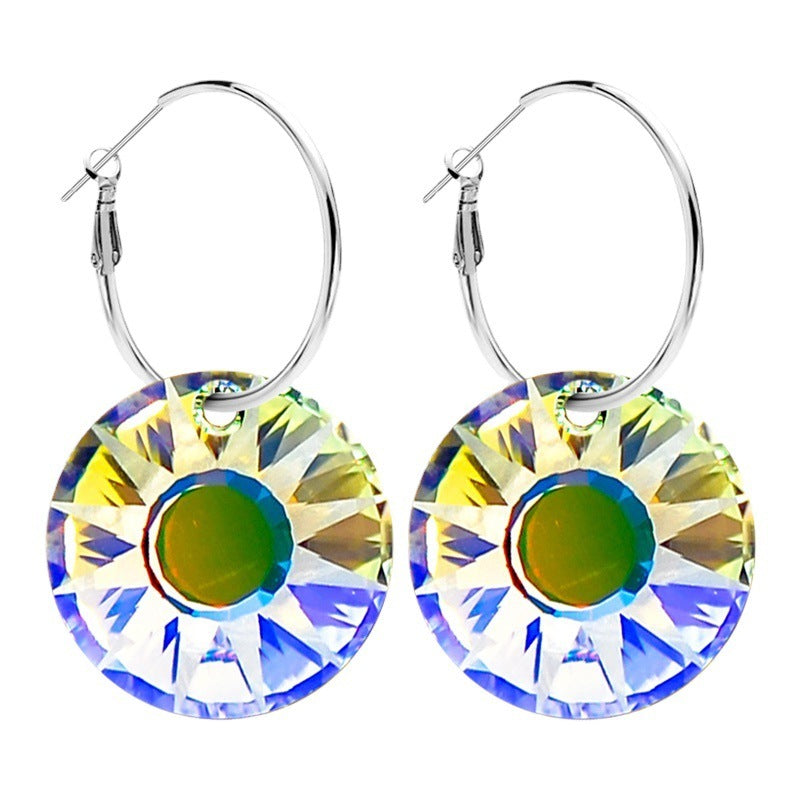 Silver-plated Needle Ornament Women's Crystal Earrings