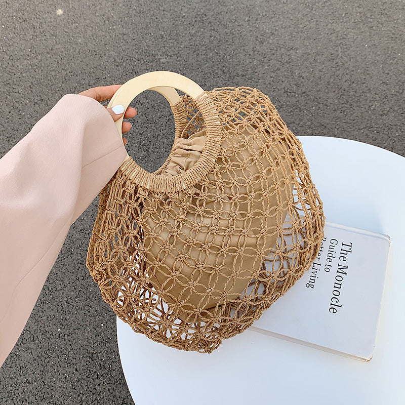 Women's Fashion Casual Straw Solid Color Tote Bag