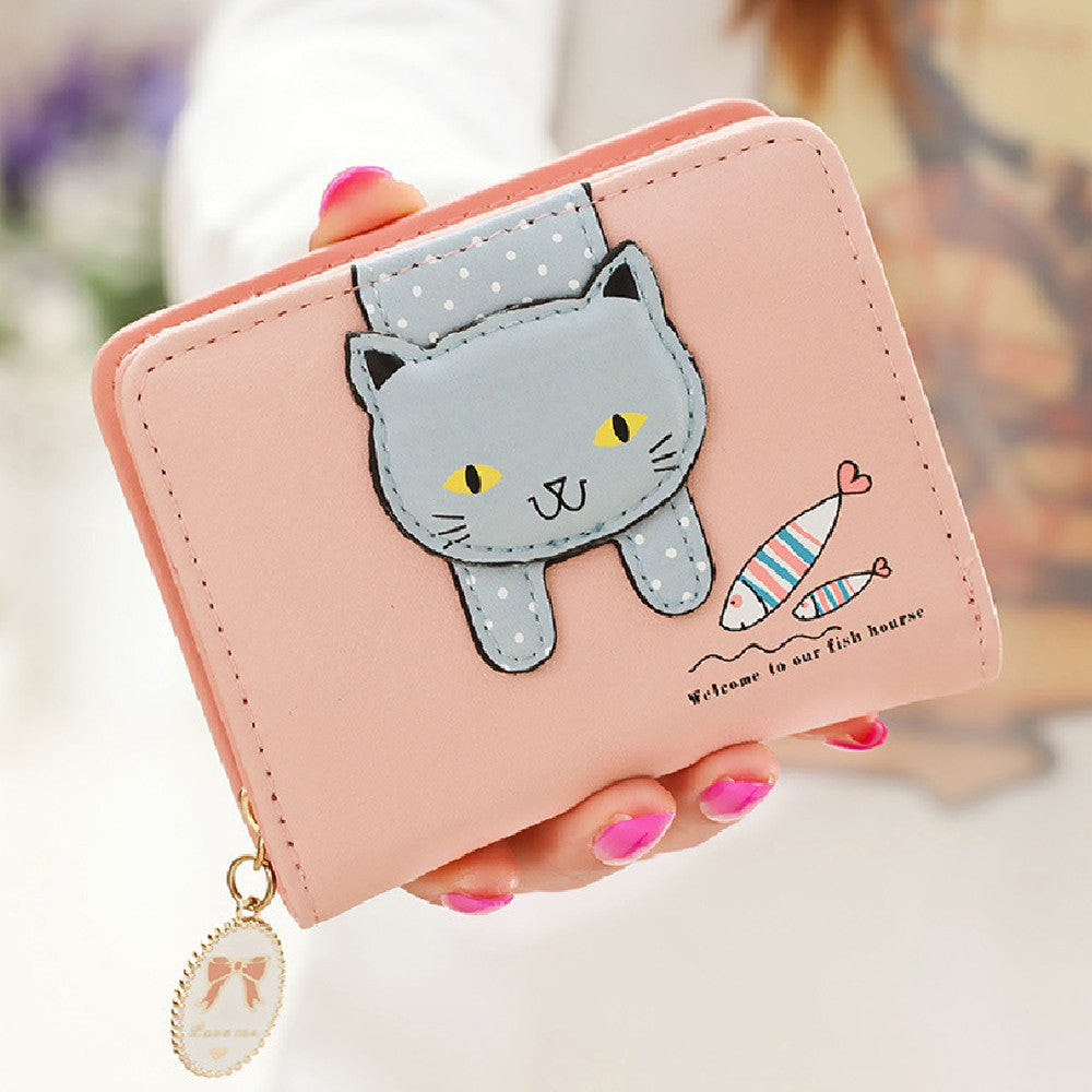 Short Cute Zipper Cartoon Cat Printing Student Coin Purse Store Hive UNIjuntos