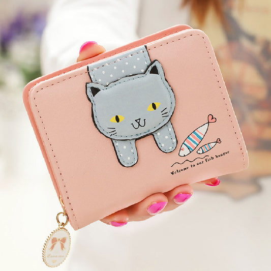 Short Cute Zipper Cartoon Cat Printing Student Coin Purse Store Hive UNIjuntos