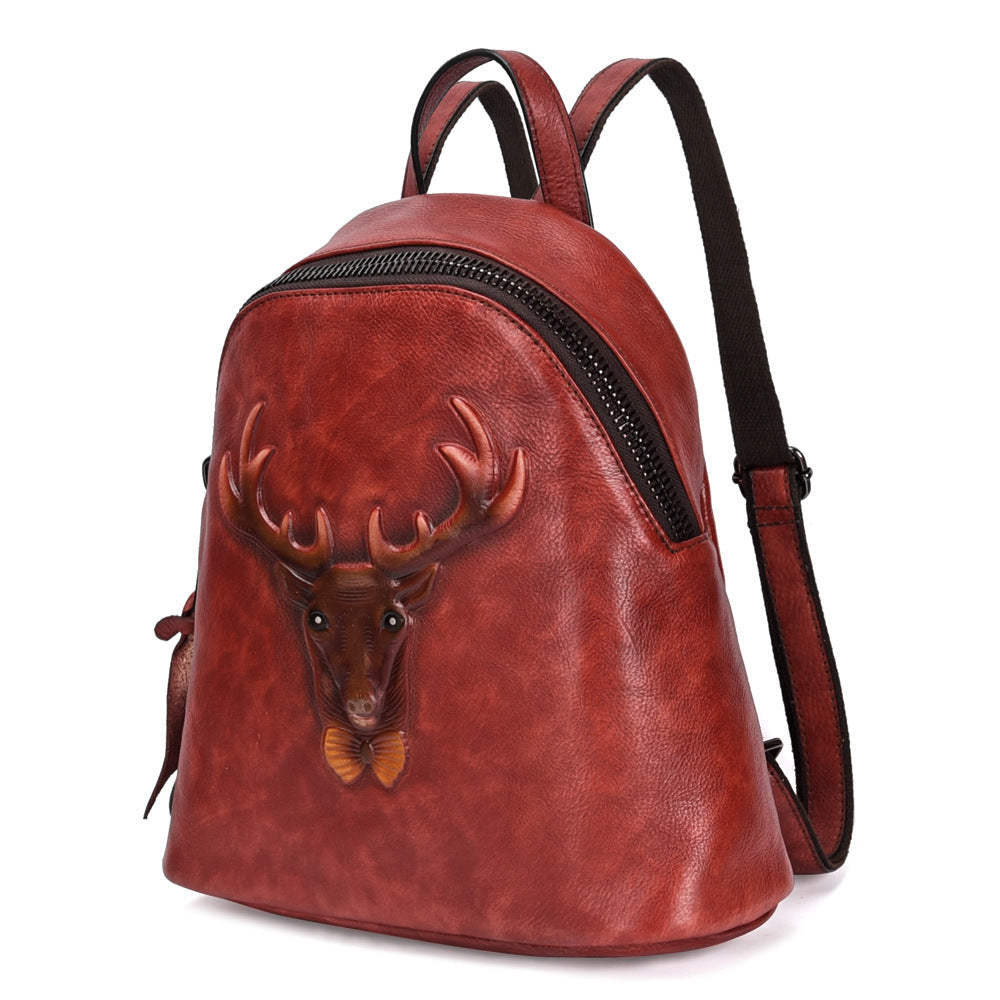 New Style Tree Skin care lotion Leather Retro Double Shoulder Bag Head Layer Cowhide Backpack Male Hand Rubbed Color Leather Casual School Bag Female JFA UNIjuntos Entreprise