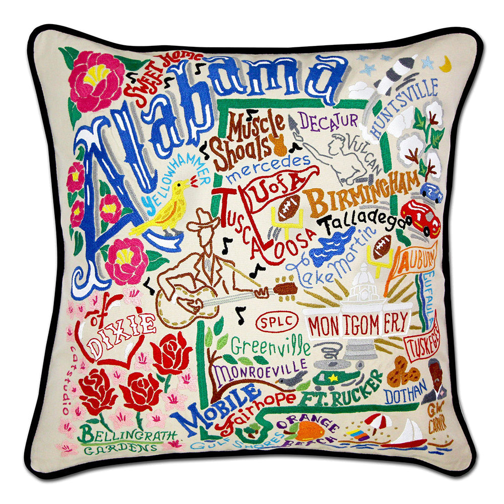 Alabama Hand-Embroidered Pillow-0