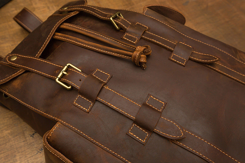 Sac à dos décontracté pour hommes en cuir Crazy Horse rétro JFA UNIjuntos Entreprise