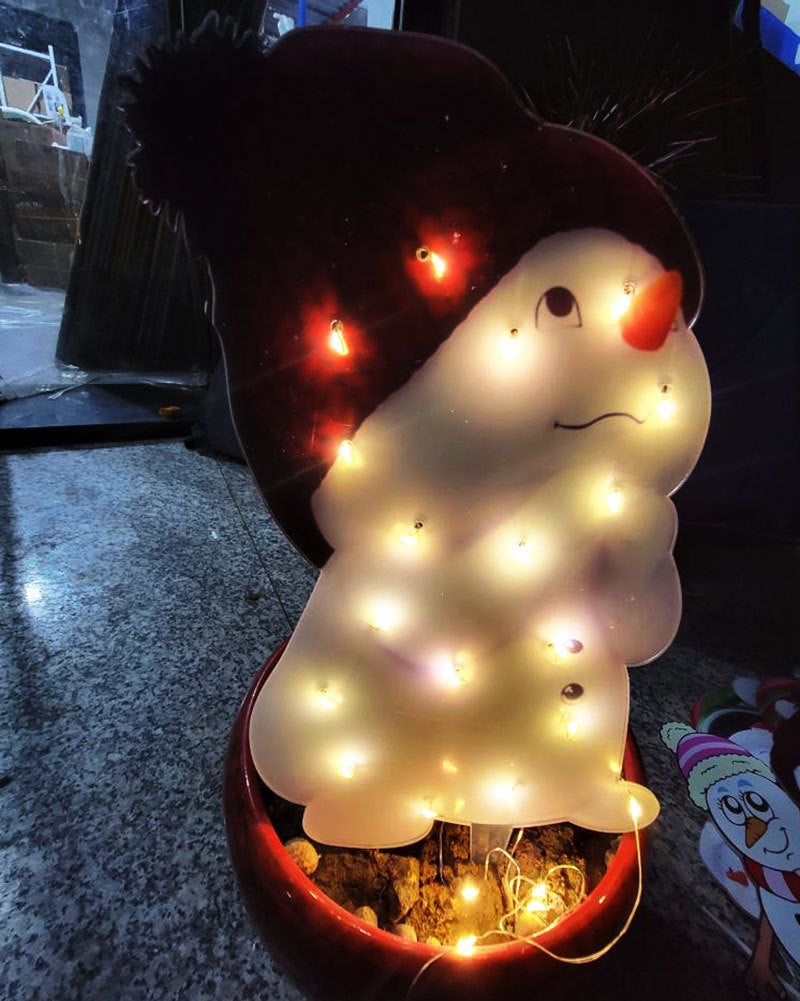 Christmas Scene Decoration With LED Lights Christmas Snowman Ornaments