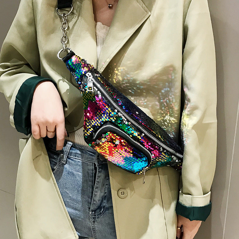Women's Fashion Laser Starry Sequined Waist Bag