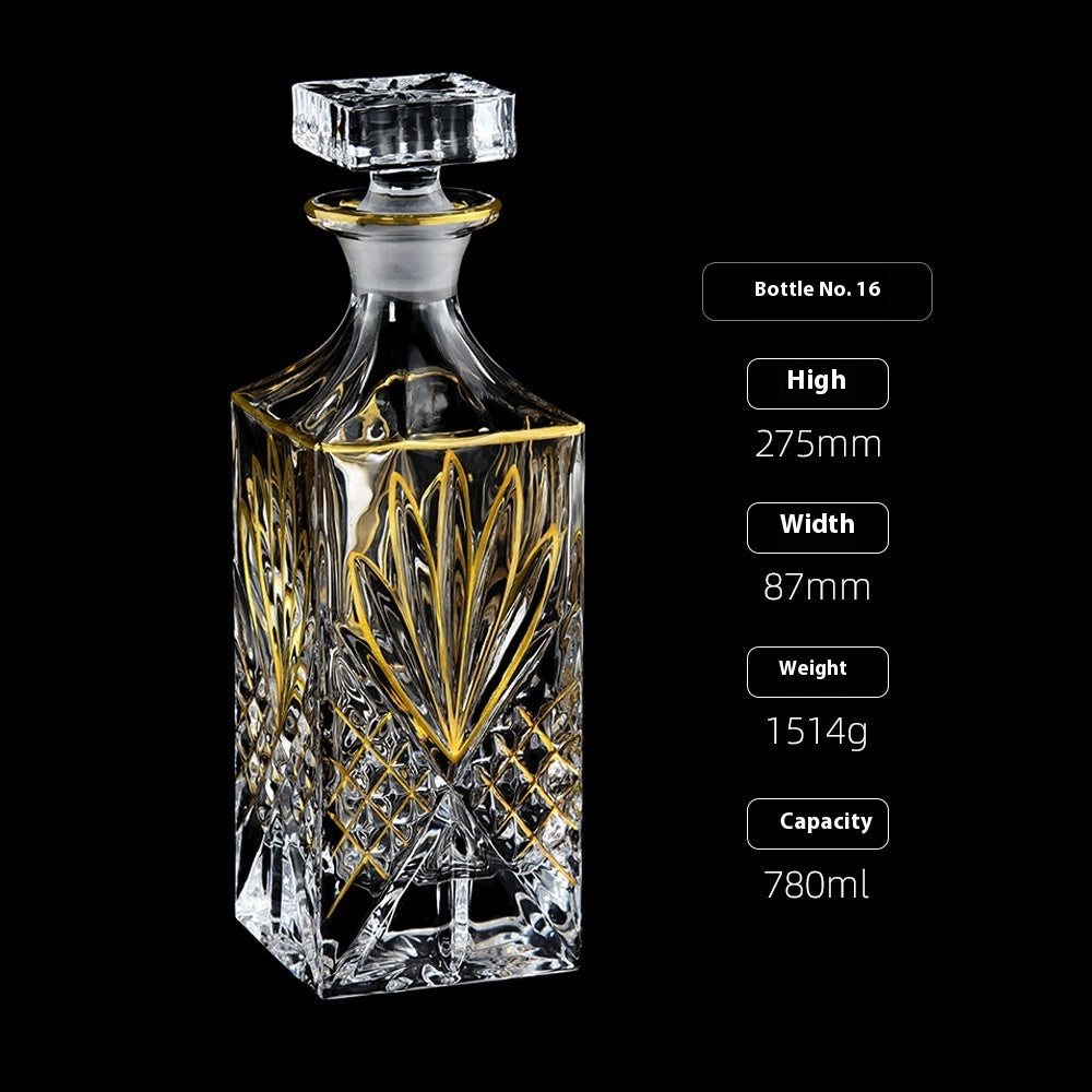 Gold Drawing Line Foreign Wine Bottle Crystal Glass Creative Whiskey Bottle