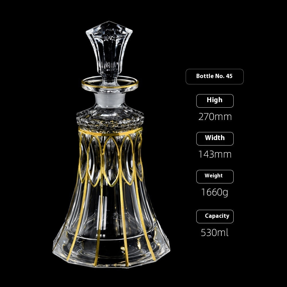 Gold Drawing Line Foreign Wine Bottle Crystal Glass Creative Whiskey Bottle