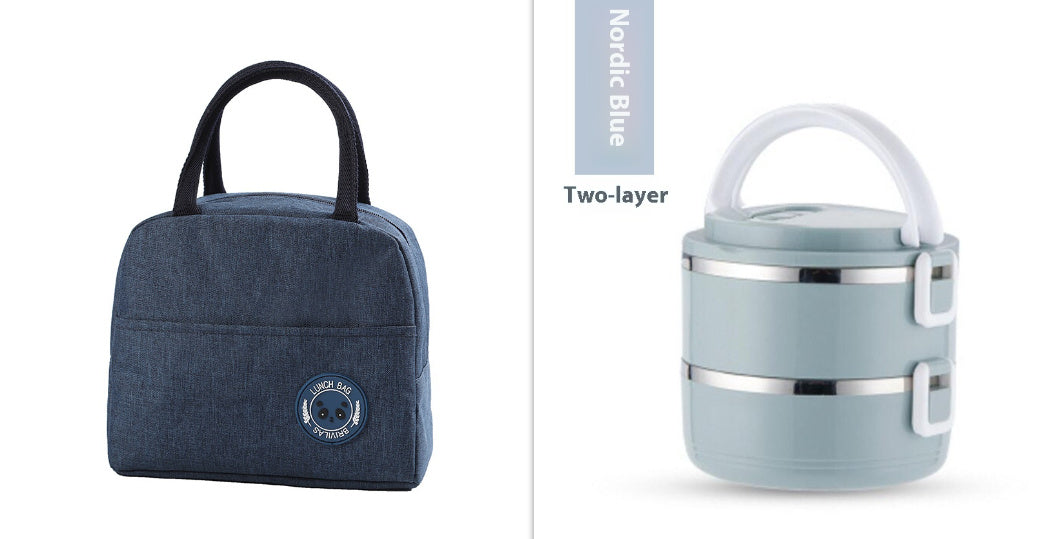 Ion Aluminum Foil Insulation Bag Lunch Bag Compartment Multi-layer Round Lunch Box