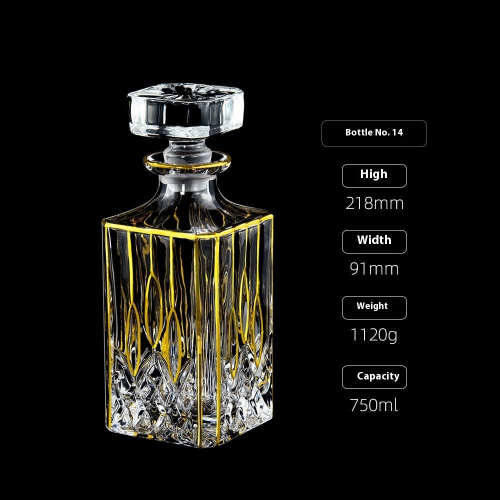 Gold Drawing Line Foreign Wine Bottle Crystal Glass Creative Whiskey Bottle