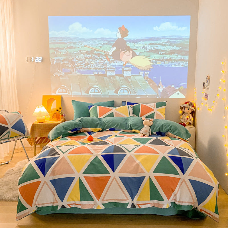 Three-piece Thermal Flannel Sheet And Quilt Cover