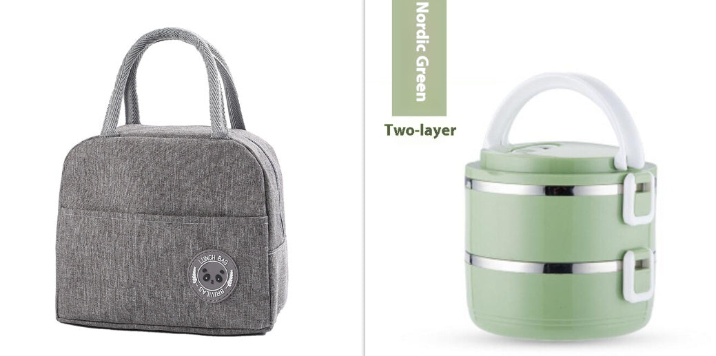 Ion Aluminum Foil Insulation Bag Lunch Bag Compartment Multi-layer Round Lunch Box