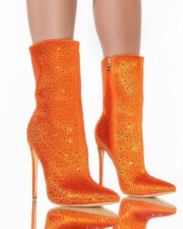 Rhinestone Pointed Toe Fashion Ankle Boots Store Hive UNIjuntos