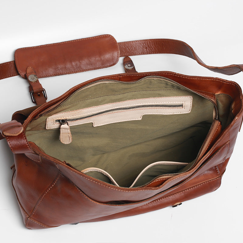 Polished Vintage Leather Top Layer Cowhide Messenger Bag