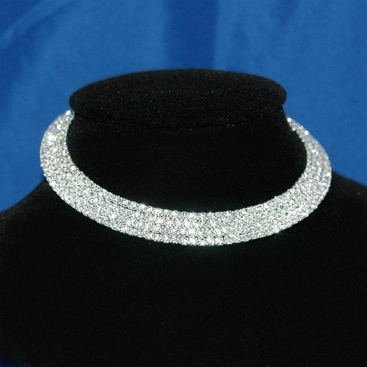Bridal Wedding 4 Row Crystal Rhinestone Flat Choker XC042-0