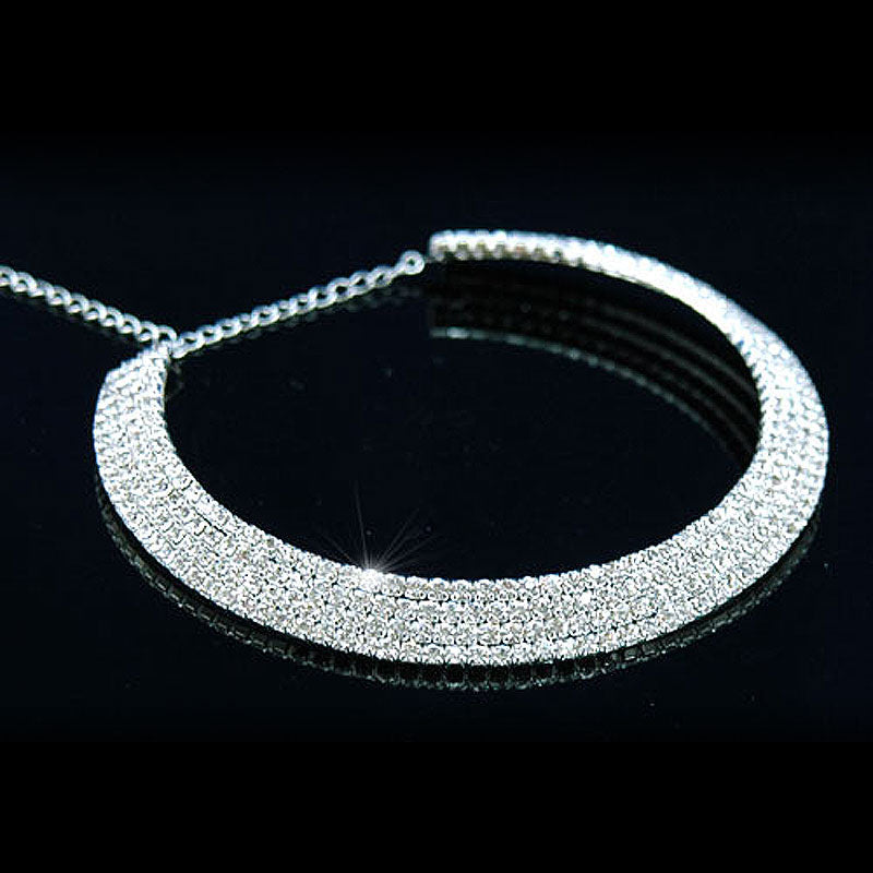 Bridal Wedding 4 Row Crystal Rhinestone Flat Choker XC042-1